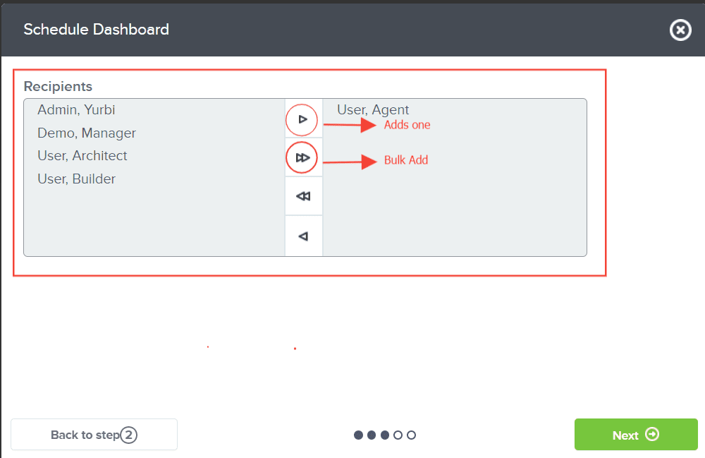 Note: If you want to type in email addresses of users not registered, the server admin needs to enable the bulk email scheduling feature.